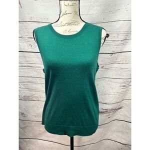 J.Crew Womens Emerald Green Cotton Sleeveless Shell Sweater BJ846‎ Size L NWT